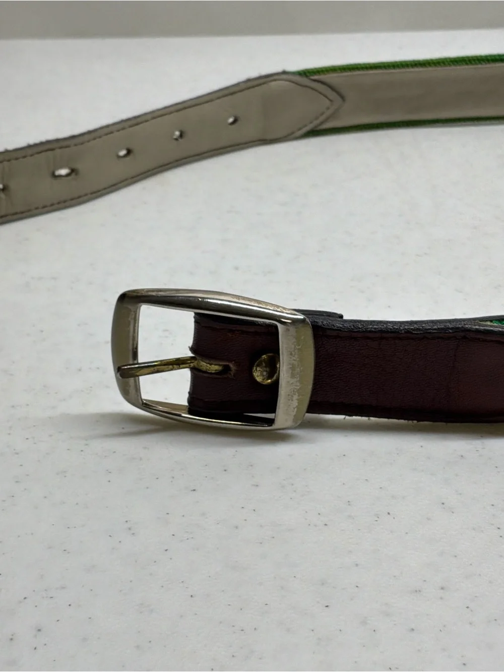 Needlepoint and Leather Nautical Flags Belt Size 30